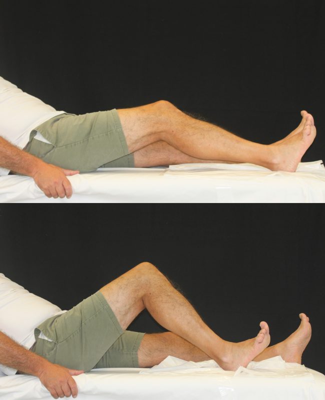 man lying on the bed with legs bent